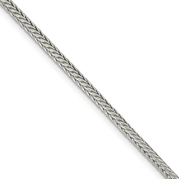 2.5mm Sterling Silver D/C Solid Round Franco Chain Necklace 22 Inch